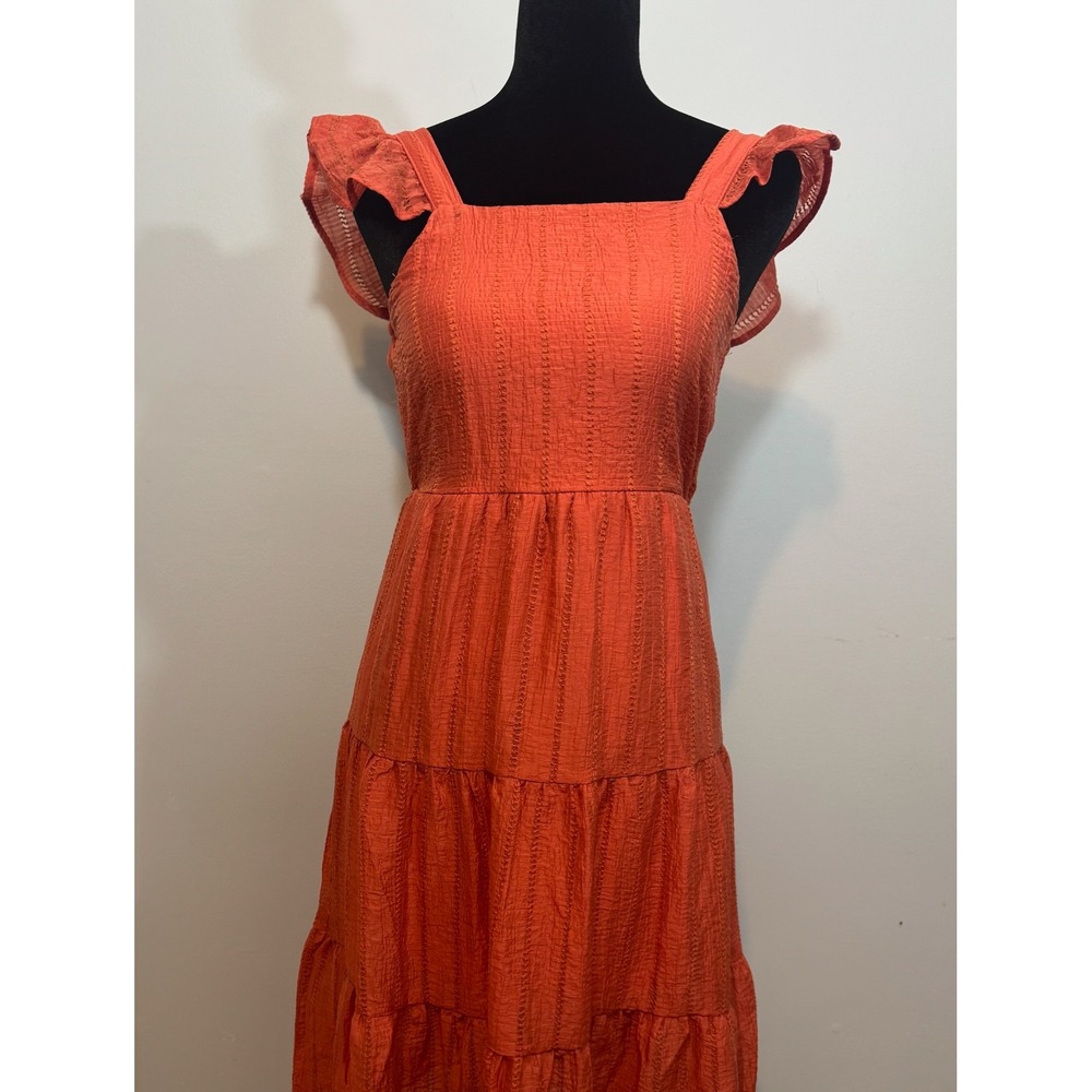 Love Squared Girls Size 10 Coral Ruffle Dress MIDI Sundress Sleeveless BNWT